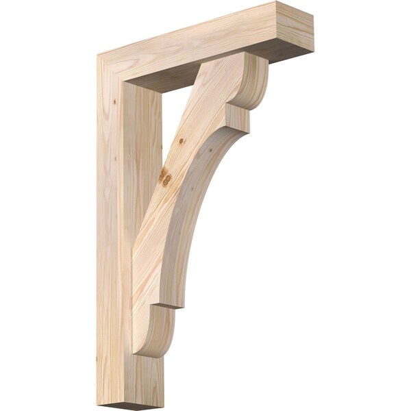 Ekena Millwork Olympic Block Smooth Bracket w/ Offset Brace, Douglas Fir, 5 1/2"W x 22"D x 34"H BKT0604X22X34OLY05SDF - main
